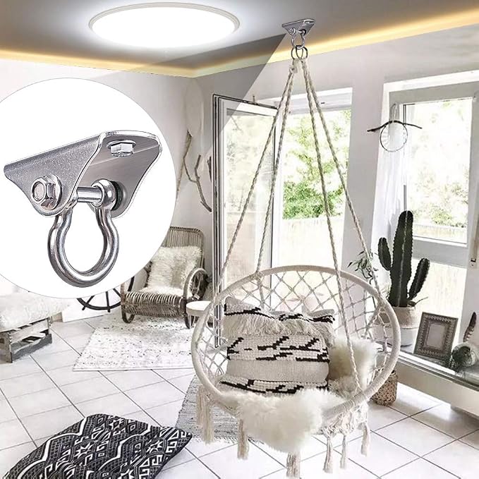 BeneLabel Stainless Steel Heavy Duty Swing Hanger Ceiling Mount 1600 LB Capacity Swing Hardware for Swing Seat, Yoga, Heavy Bag, Porch Swing, Hanging Chair with 2 Screws and 2 Expansion Bolts