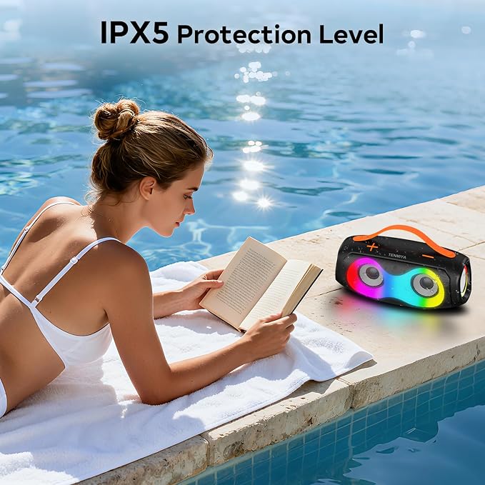 Portable Bluetooth Speaker,IPX5 Waterproof WirelessSpeaker with Dynamic Lights,TWS Pairing to 40W Stereo Sound,Bluetooth 5.0,20H Playtime, Outdoor/Home SmallSpeakers as Gifts for Kids Teens or Women
