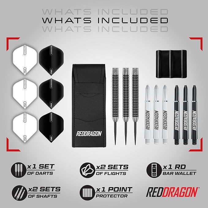 RED DRAGON Pegasus Original | Pegasus Switch Points - Powered by Winmau | Professional Tungsten Darts Set | Steel Tip 21g - 30g | Enhanced Grip & Precision - Flights, Shafts & Case Included