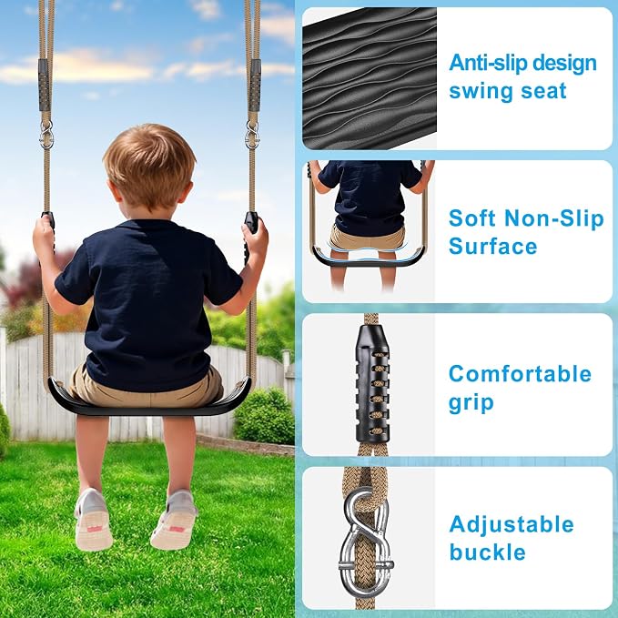 Dolibest Heavy Duty Swing Set Kit – Reinforced A-Frame Brackets & 4 Hangers, DIY Swing Set Hardware Kit for Backyard Garden