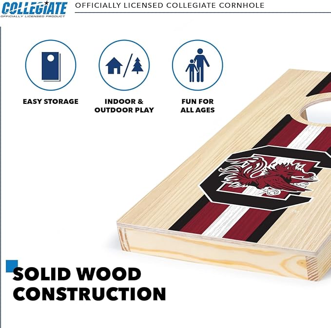 Wild Sports College Portable Size 1' x 2' Solid Wood Cornhole Set with Direct Print HD Team Graphics – Travel Size