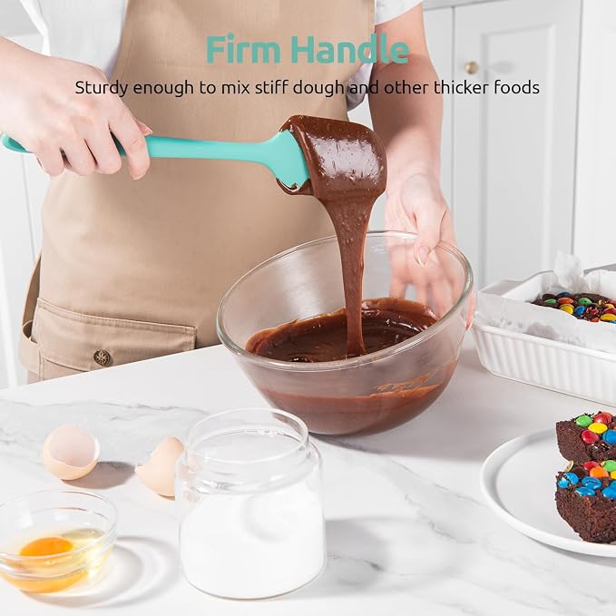 High Heat Resistant Silicone Spatulas: U-Taste 480ºF Hot Proof Food Grade Flexible Silicon Baking Scraper, Food Grade Rubber Kitchen Cooking Mixing Utensils for Nonstick Cookware Set of 4 (Aqua Sky)