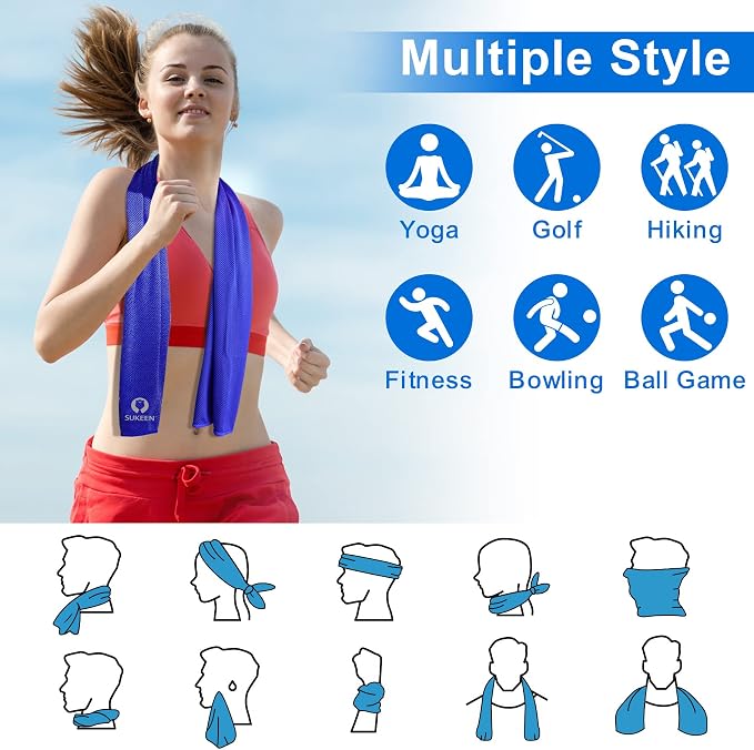 Sukeen Cooling Towels for Neck and Face(40"x12"), 30pack Bulk Cooling Towels for Hot Weather,Quick Dry Soft Breathable Sweat Towels for Sports Gym Yoga Golf and More Activities