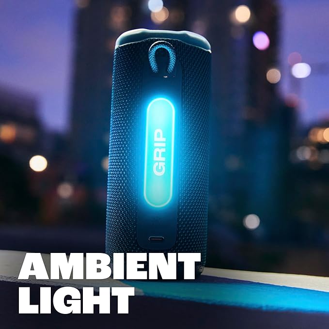 JBL Grip - Compact Bluetooth Speaker with Bold Pro Sound and Ambient Light, up to 14 Hours of Playtime, Water, Dust and Drop-Proof (IP68), & Multi-Speaker Connection with Auracast™ (Teal)