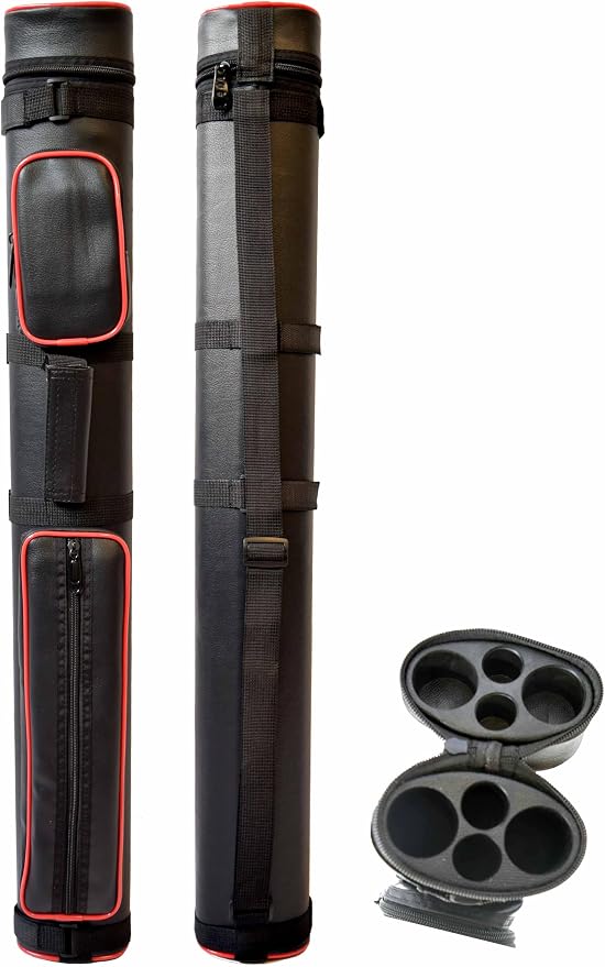 HAN'S DELTA 2x2 Hard Pool Cue Billiard Stick Carrying Case, (Several Colors Available) (Piping Red)