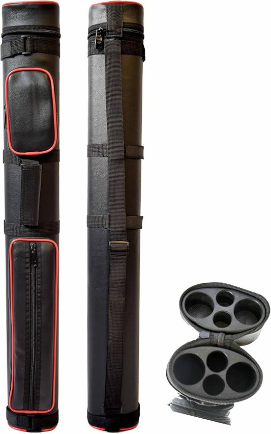 HAN'S DELTA 2x2 Hard Pool Cue Billiard Stick Carrying Case, (Several Colors Available) (Piping Red)