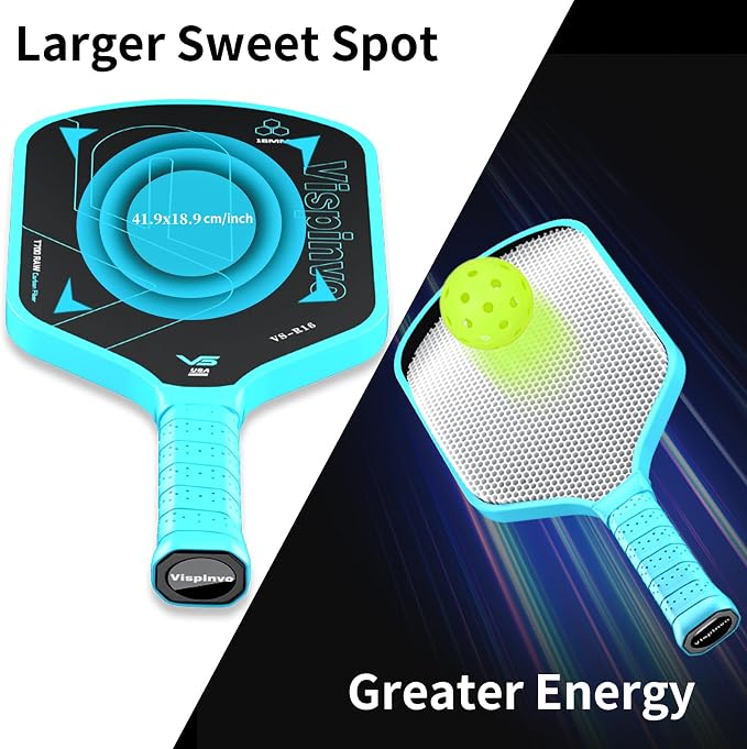 Carbon Fiber Pickleball Paddle USAPA Approved, 16MM T700 Thermoformed Pickleball Paddle with Polypropylene Honeycomb Core, Foam Injected Edges Designed for Ultimate Spin & Consistency