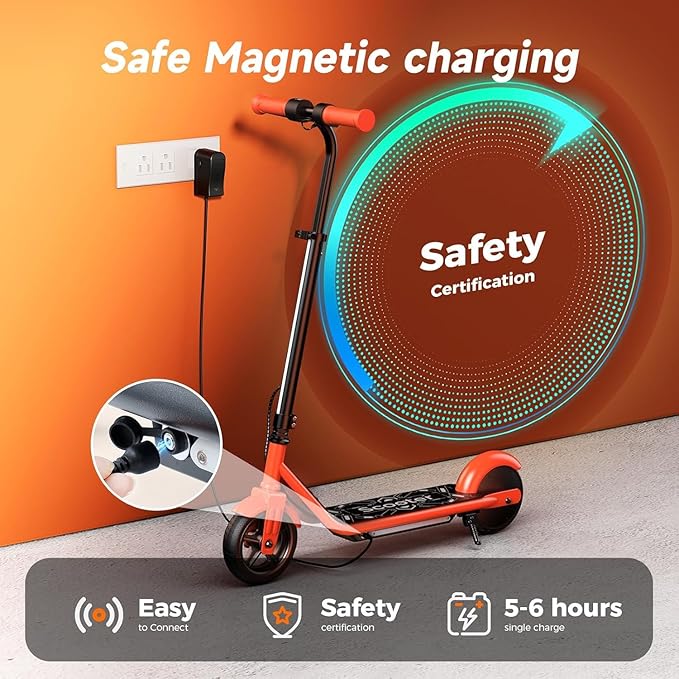 Electric Scooter for Kids Ages 6-12, 150W Motor, Simple One-Button Control, 2 Safe Speeds (6/10 MPH), K2 Pro for 3 Speeds, Colorful Lights, Magnetic Charging, Dual Brake System, 154 Lbs Load Capacity