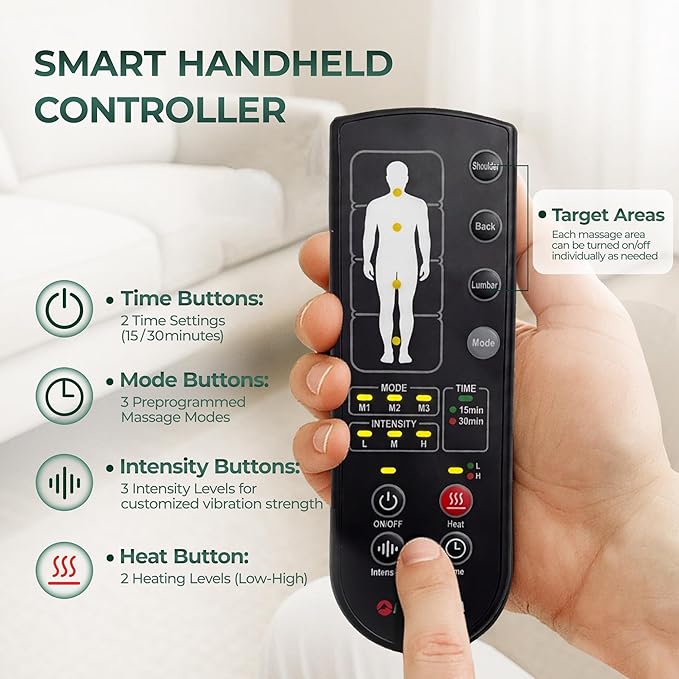 Full Body Massage Mat with Heat, Detachable Massager Pad for Deep Tissue Pain Relief, 10 Vibrating Motors for Relaxation at Home or Office