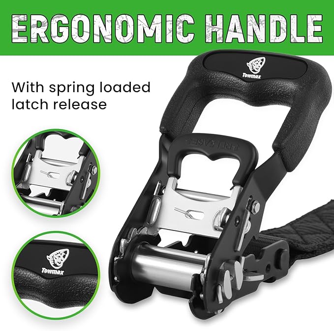 Heavy Duty Ratchet Straps (4 Pack) - Motorcycle Straps Tie Downs 5,208lb Break Strength - 1.5 in x 15ft Ratchet Tie Down Straps,15" Soft Loop Tie Down Straps for Truck, Cargos