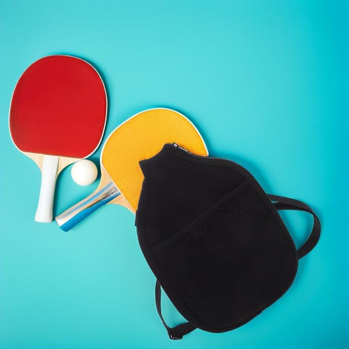 YARNOW 2pcs Waterproof Table Tennis Racket Cover Case with Shoulder Strap and Mesh Storage Bag Lightweight Oxford Cloth Protective Sleeve for Trips the Court