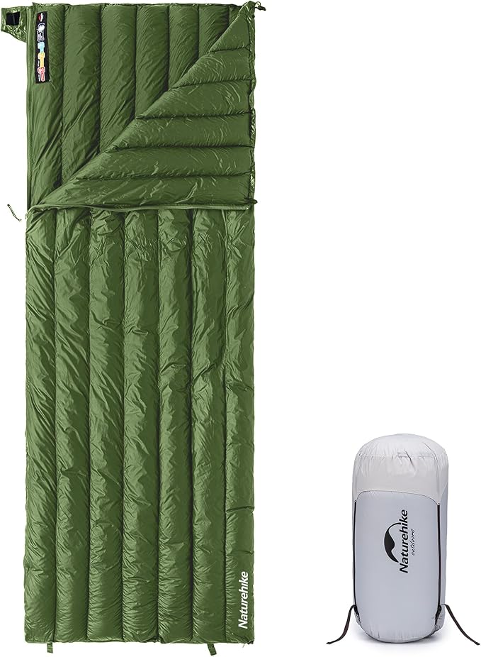 Naturehike Ultralight Down Sleeping Bag for Adults - 85% Down Content & 650 Fill Power Backpacking Sleeping Bag for 42/52℉, Compact, Expendable, Spliceable for Couples, for Hiking Camping Hunting