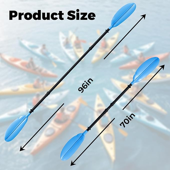 Adjustable Kayak Paddle, Lightweight Floating Oar Durable Floating Kayaking Oars Safety Rope with Stainless Steel Lock Buckle for Outdoor Kayaking Canoeing Fishing Boating.