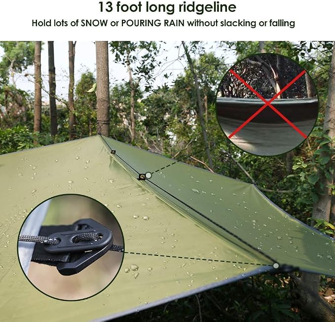 Sunyear Camping Hammock with Bug Net & Sunyear Hammock Rain Fly Tent Tarp Provides Effective Protection Against Rain