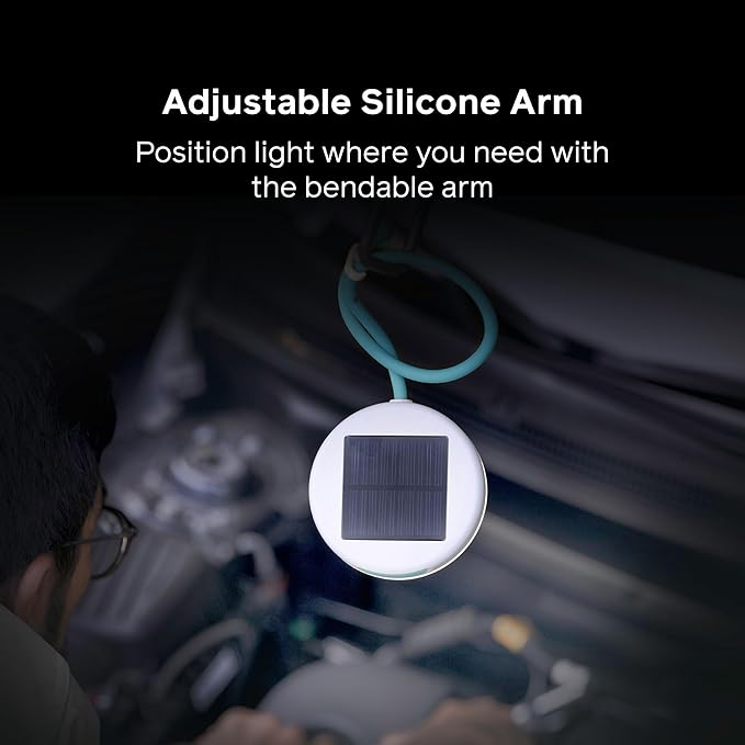 BioLite Solar FlexLight - Hands-Free, 40 Lumen Adjustable Rechargeable LED Work Light with 14" Flexible Silicone Arm, Dual Solar & USB-C Charging