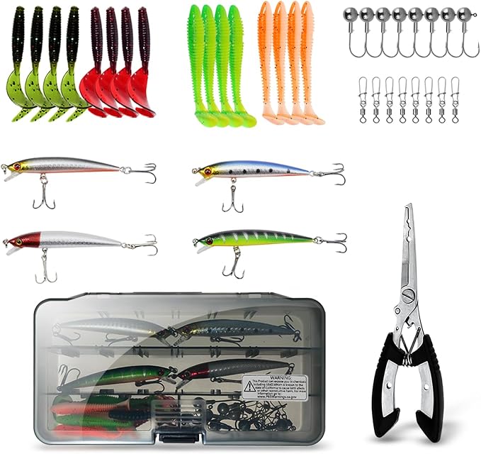 2 Pack 2.1m/6.89ft Telescopic Spinning Fishing Rod Reel Combos with Carrier Bag, Lures, Pliers for Saltwater Freshwater Fishing