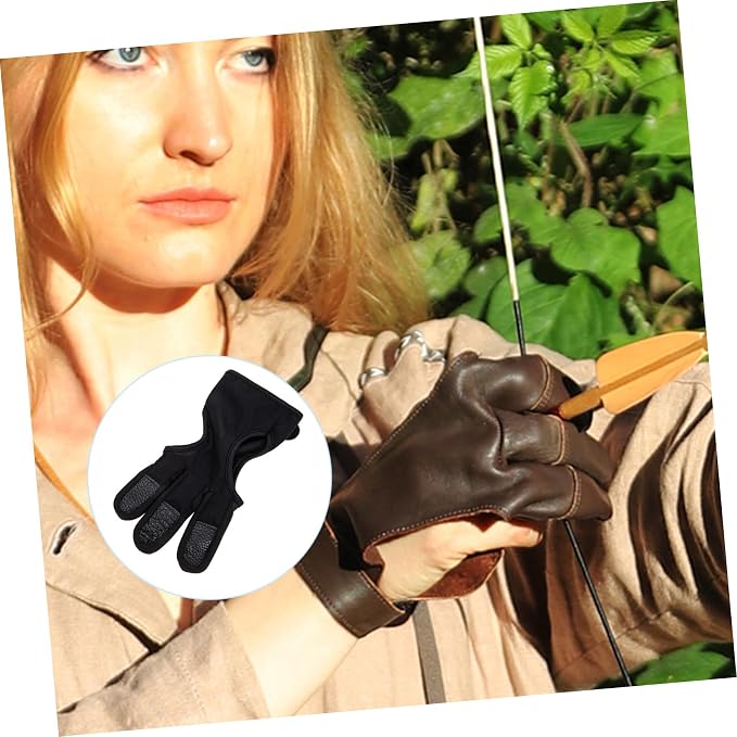 HANABASS 2pcs Archery Finger Stall Two Fingers Glove Wear-Resistant Archery Equipment Gloves
