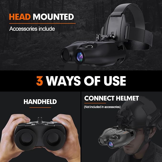 Night Vision Goggles, 984ft Digital Infrared Night Vision Binoculars with Camera, Head or Helmet Mounted, Tech Gifts for Men, NVG Goggles for Camping Hunting & Security