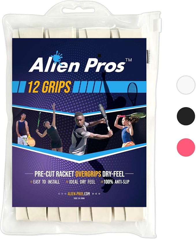 ALIEN PROS Tennis Racket Grip Tape - Precut and Dry Feel Tennis Grip - Tennis Overgrip Grip Tape Tennis Racket - Wrap Your Racquet for High Performance