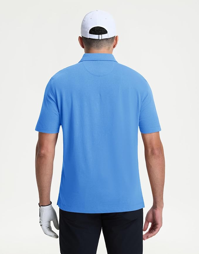 M MAELREG Mens Golf Shirts Short Sleeve Lightweight Soft Cotton Blend with Pocket Summer Casual Daily Wear