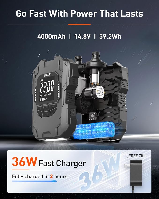 Rechargeable Paddle Board Electric Pump, 22PSI SUP Pump with Dual Power Battery & 12V Air Pump, Portable High Pressure Inflator with Auto Shut-Off & Fast Charger for SUP, Kayak, Inflatable Boat
