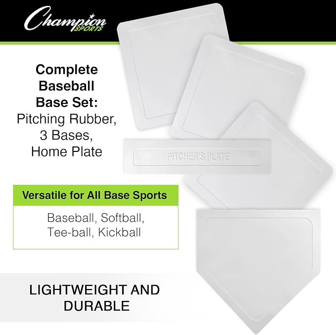 Champion Sports Throw Down Base Sets – Durable Baseball & Softball Practice Bases for Indoor & Outdoor Training