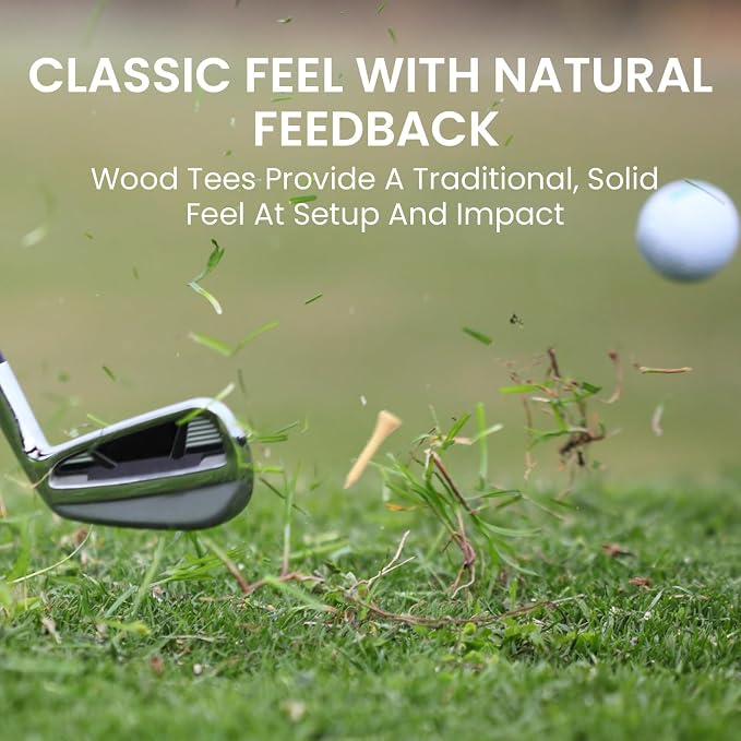 FINGER TEN Short Golf Tees 1 1/2 Inch Wood for Par 3 & Iron Shots Bulk 250/500 Pack, Bamboo Tee for Stable Low-Tee Height in Natural, Red, and USA Flag
