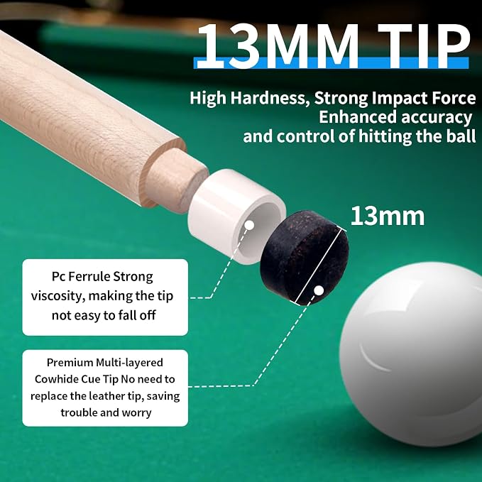 Kmise Pool Stick Set of - 58" Pool Cue Stick, Canadian Maple Professional Billiards Pool Cue, Pool Sticks for Adults, 18~21oz Multiple Colors