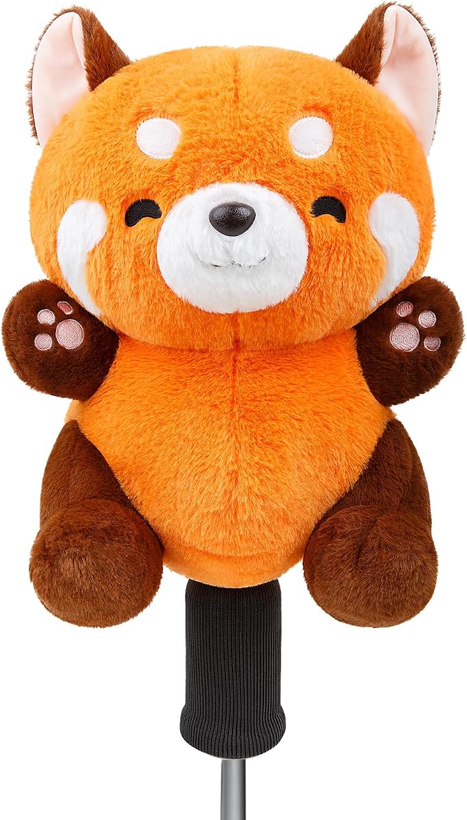 Cute Red Panda Golf Headcover, Animals Plush Golf Club Head Covers, Small Size Fits Hybird and Irons, Large Size Fits Standard 460cc Driver Head