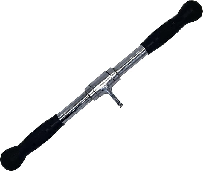 Lat Cable Machine Attachment Curl Pulldown Barbell Revolving Bar, Multi-Exerciser Cable Attachment, Solid Steel Tricep Press Down Bar with Rubber Handgrips & Revolving Hanger