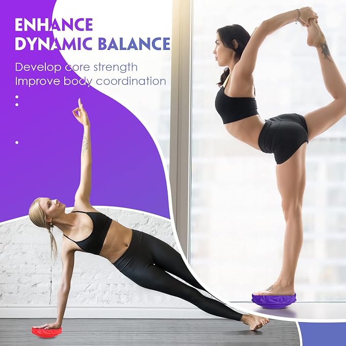 12 Pcs Balance Pods Sensory Stepping Stones for Kids Stability Balance Trainer Dots Ball Half with Hand Pump Physical Therapy Dome Balance Disc for Adults Core Strength Coordination Yoga Exercise