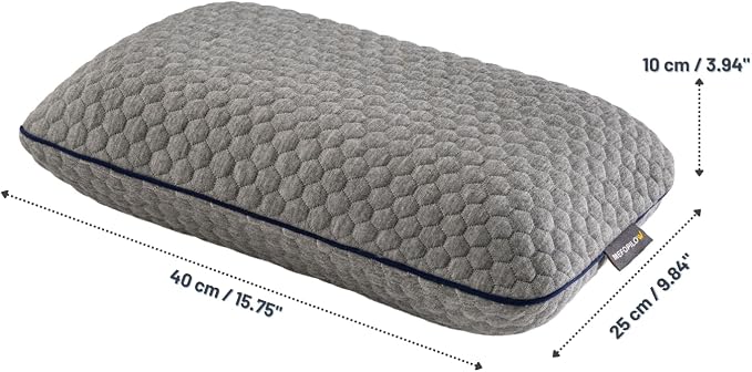 Memory Foam Travel Pillow with Washable Cover & Carry Bag – Compact, Soft & Breathable Neck Pillow for Airplane, Camping & Car (Gray- Without Spare Cover, 15.7x9.8x3.9 inches)