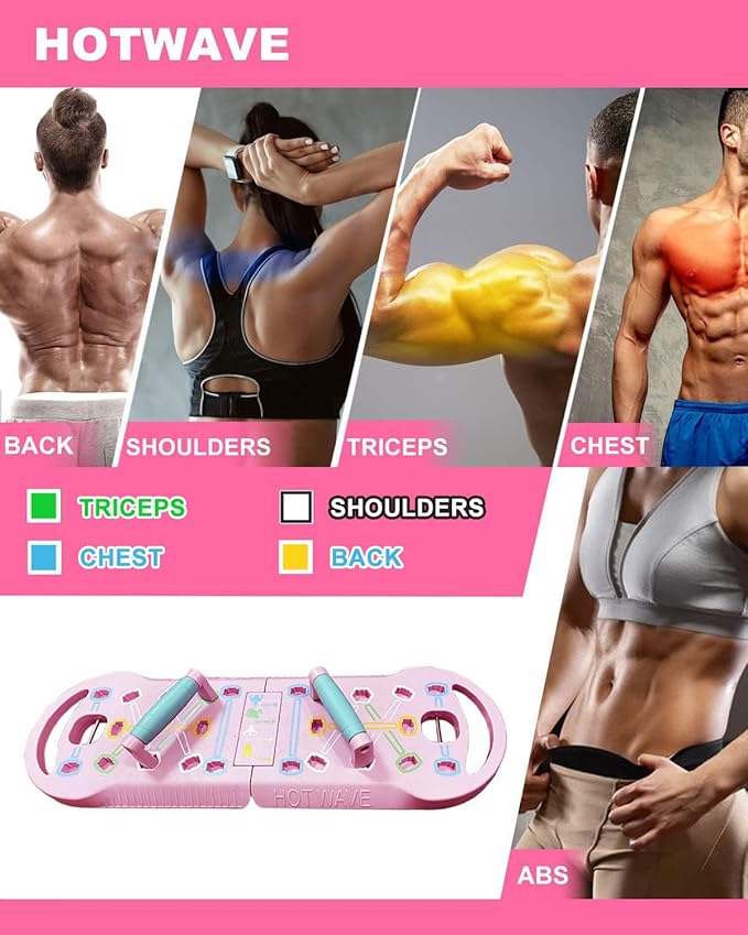 HOTWAVE Push Up Board Fitness, Portable Foldable 20 in 1 Push Up Bar at Home Gym, Pushup Handles for Floor. Professional Strength Training Equipment For Man and Women