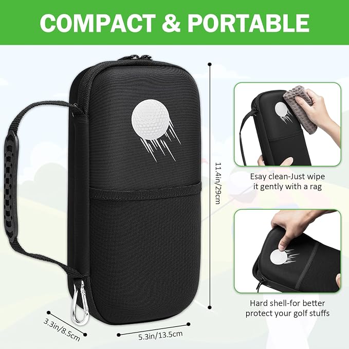 Golf Glove Holder Case with Glove Shaper - Protective Hard Shell Golf Accessories Case Bag with 2 Dividers Fits Balls, Tees, Markers - Ideal Gift