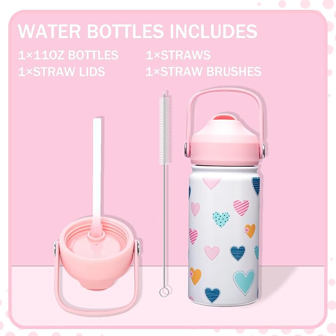 Kids Bento Lunch Box with 6 Compartments Girls Lunch Box with Lunch Bag,Stainless Steel Water Bottle,Ice Pack & Utensils Set,Birthday Gifts for Ages 3-12 Back to School Toddler Girls