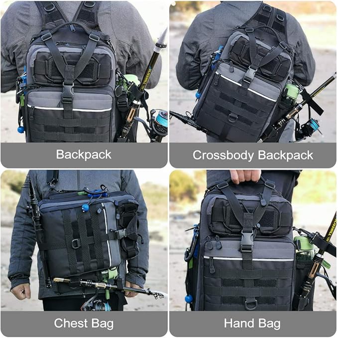 BLISSWILL Outdoor Tackle Bag - Large Water-Resistant Fishing Backpack