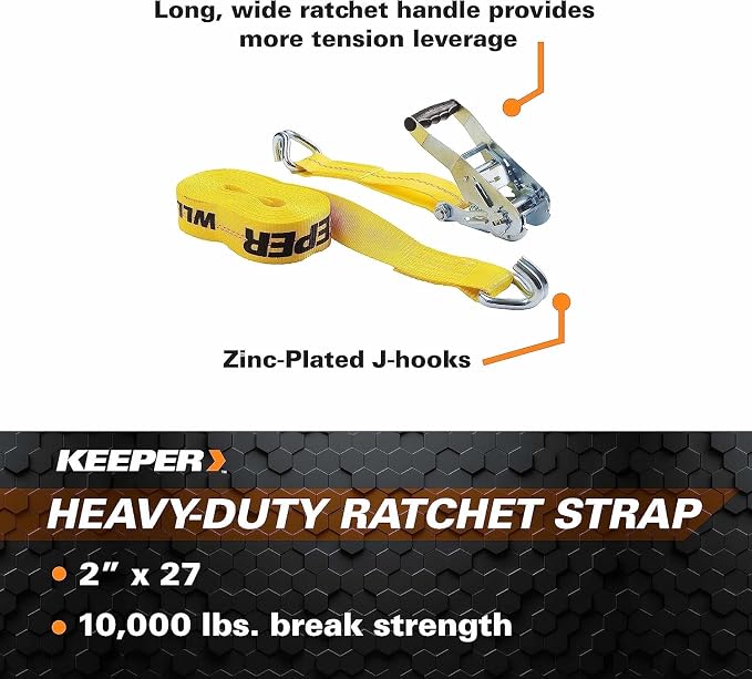 Hampton Products-Keeper 04622 J Ratchet Tie Down, 2-Inch x 27-Ft. - Quantity 1