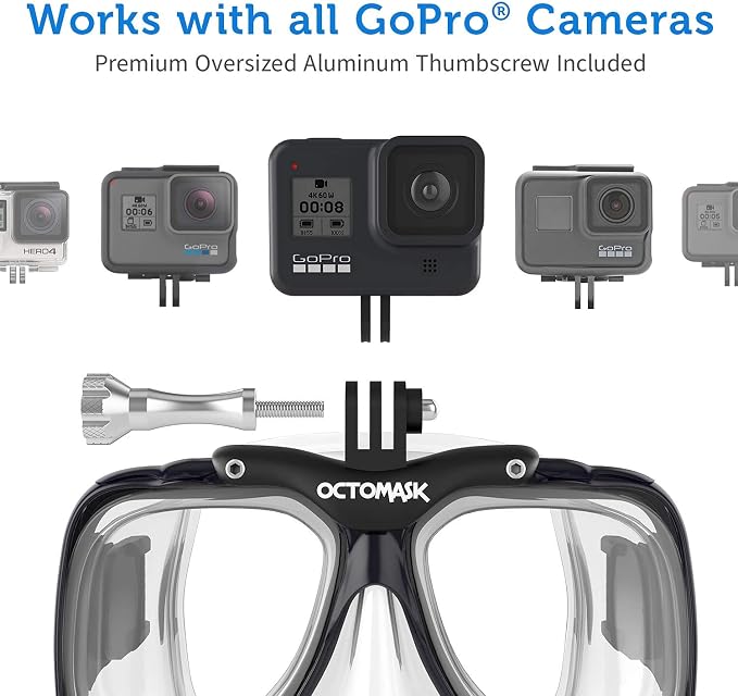 OCTOMASK - Scuba Mask w/ Mount for All GoPro Hero Cameras for Scuba Diving, Snorkeling, Freediving