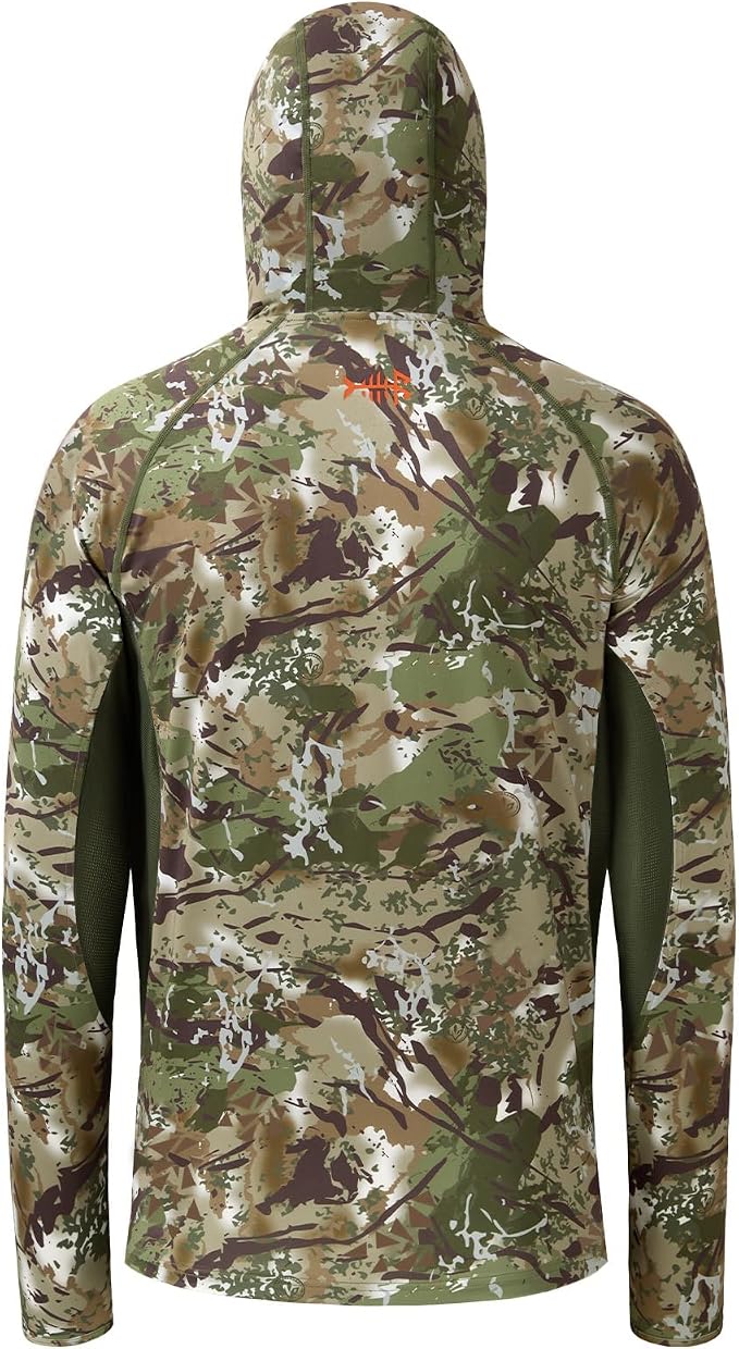 BASSDASH Men's UPF 50+ Camo Long Sleeve Hunting Fishing Hoodie Shirt