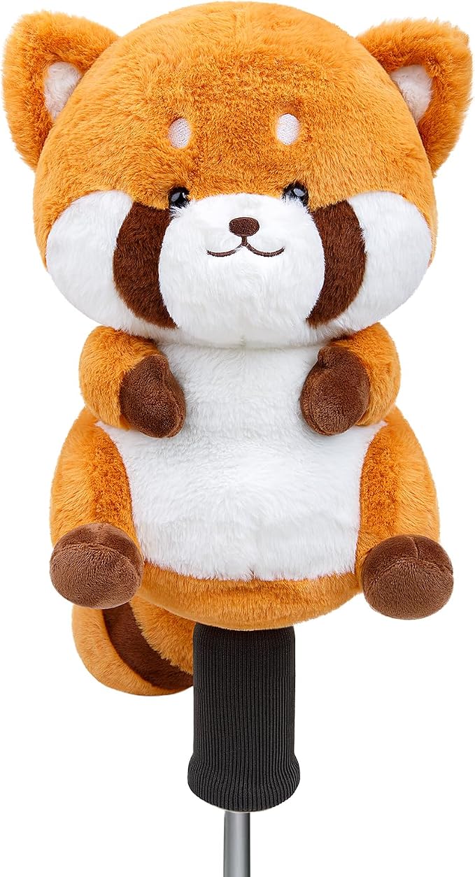 Cute Red Panda Golf Headcover, Animals Plush Golf Club Head Covers, Small Size Fits Hybird and Irons, Large Size Fits Standard 460cc Driver Head