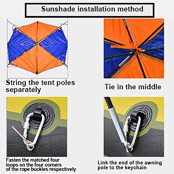 Generic 2-4 Persons Boat Sun Shelter, Lightweight Inflatable Boat Kayak Awning Cover, Easy Assemble Camping Fishing Canopy Tent Sun Shade and Protection (68351 Awning (4