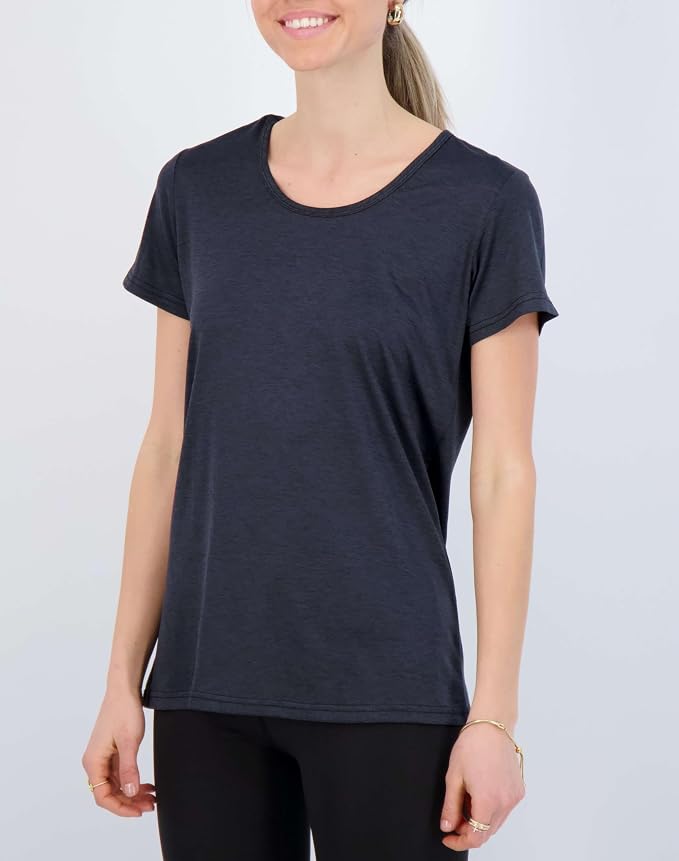 Real Essentials 5 Pack: Women's Short Sleeve T-Shirts Workout Tops Fitness Pilates Gym Activewear Athletic (Plus Available)