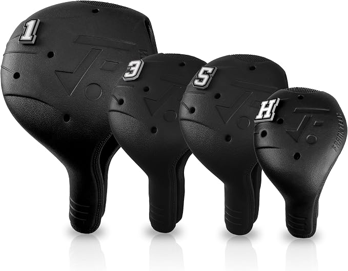 Snap-On Golf Club Covers for Right-Handed Golf Clubs, Easy On Off in 1 Second, Fits 460cc Drivers, Washable EVA Plastic with Shaft Lock, DIY Pins for Customization