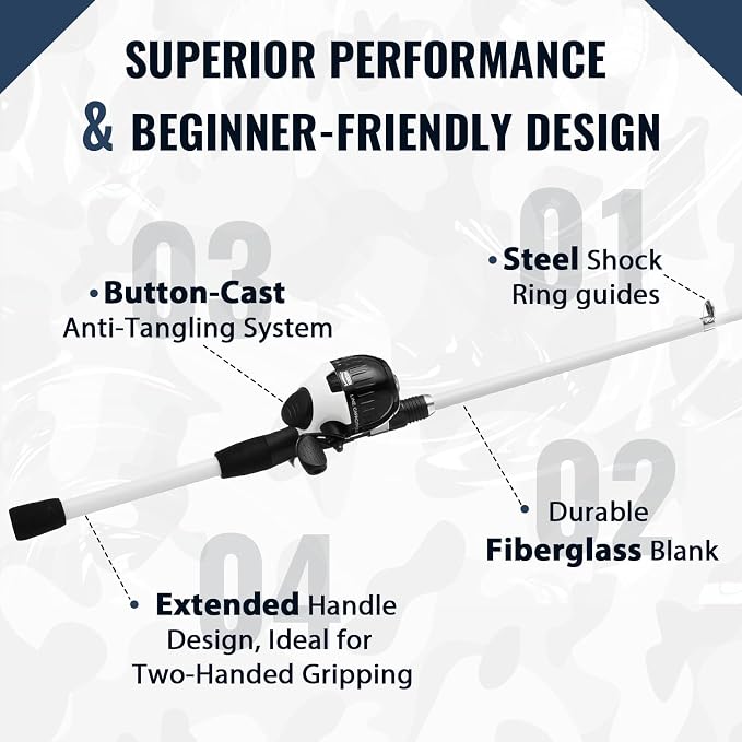 WIDDEN Kids Fishing Pole, Youth Fishing Rod and Reel Combo - Telescopic Portable Fishing Pole with Tackle Box Bag Starter Anglers Set, Fishing Gear Kit for Boys Girls Teens Age 5-18 and Beginners