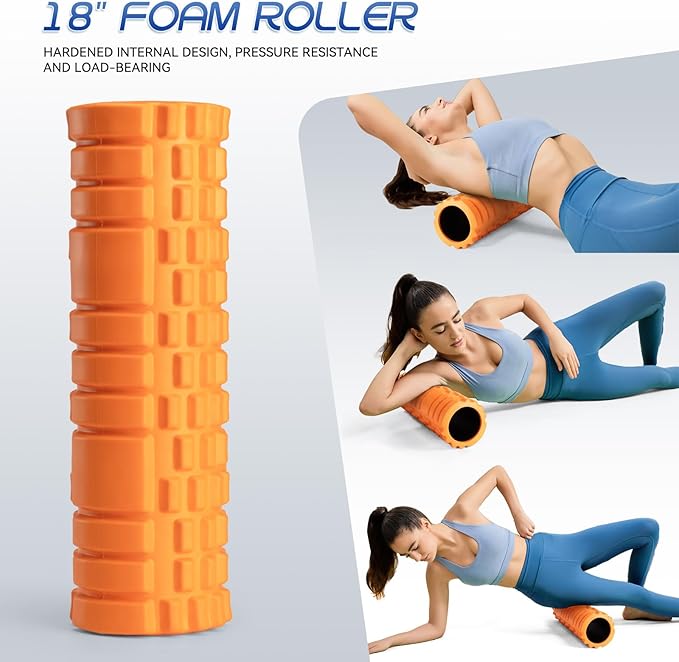 Krightlink Foam Roller High Density 18" Foam Roller for Deep Tissue Muscle Massage, Trigger Point Fitness Exercise Massage Roller Self-Myofascial Back Roller Release for Whole Body