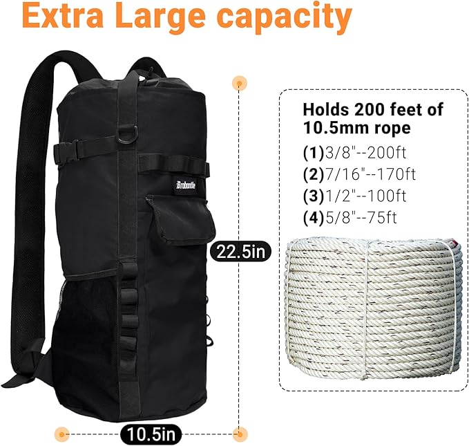Climbing Rope Bag,Large Capacity Arborist Rope Storage Bag,Waterproof Oxford Tree Rock Climbing Rope Backpack,Outdoor Climbing Gear Storage Bag with Hand Straps