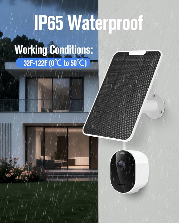 Solar Panel Charger Compatible with Arlo Pro 6/6 XL, 6V 5W Solar Panel for Arlo Pro Security Camera 2K HDR (6th Gen, 2025 Release), IP65 Weatherproof, USB-C Plug, 9.8ft Cable Secure Wall Mount, 4 Pack