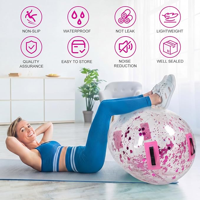 Gemscream Gymnastics Barrel Inflatable Air Roller Mat 40" x 24" Glitter Tumbling Air Barrel Gymnastic Cylinder Tumble Equipment for Back Handspring Trainer Cheerleading Yoga Home Use