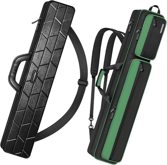 PEKREWS 4x5 Soft Cue Bag Green & 4x4 Hard Pool Cue Case Black Set
