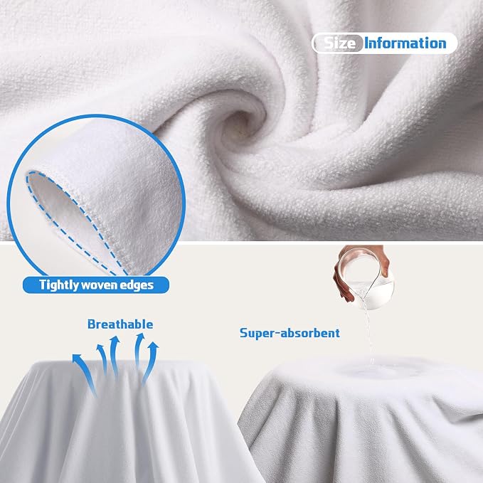 Mixweer 2 Pcs Oversized Bath Towels, 40 x 80 Inch Giant Microfiber Jumbo Bath Sheets Ultra Soft Bathroom Microfiber Quick Dry Absorbent Shower Towels for Spa Camping Beach (White)